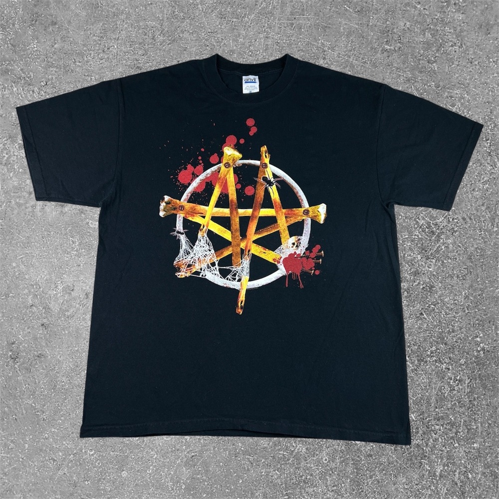 Vintage Moonspell Band T Shirt Mens XL Black 2006 Pentagram Goth Metal Rock Y2K‎